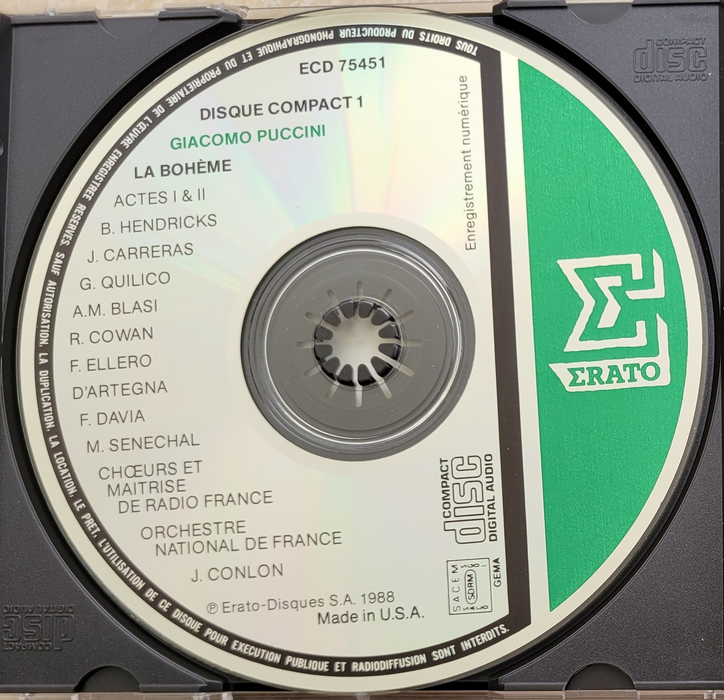 Music CD - Puccini: La Boheme, Barbara Hendricks, Jose Carreras, 2 CDs, 1988
