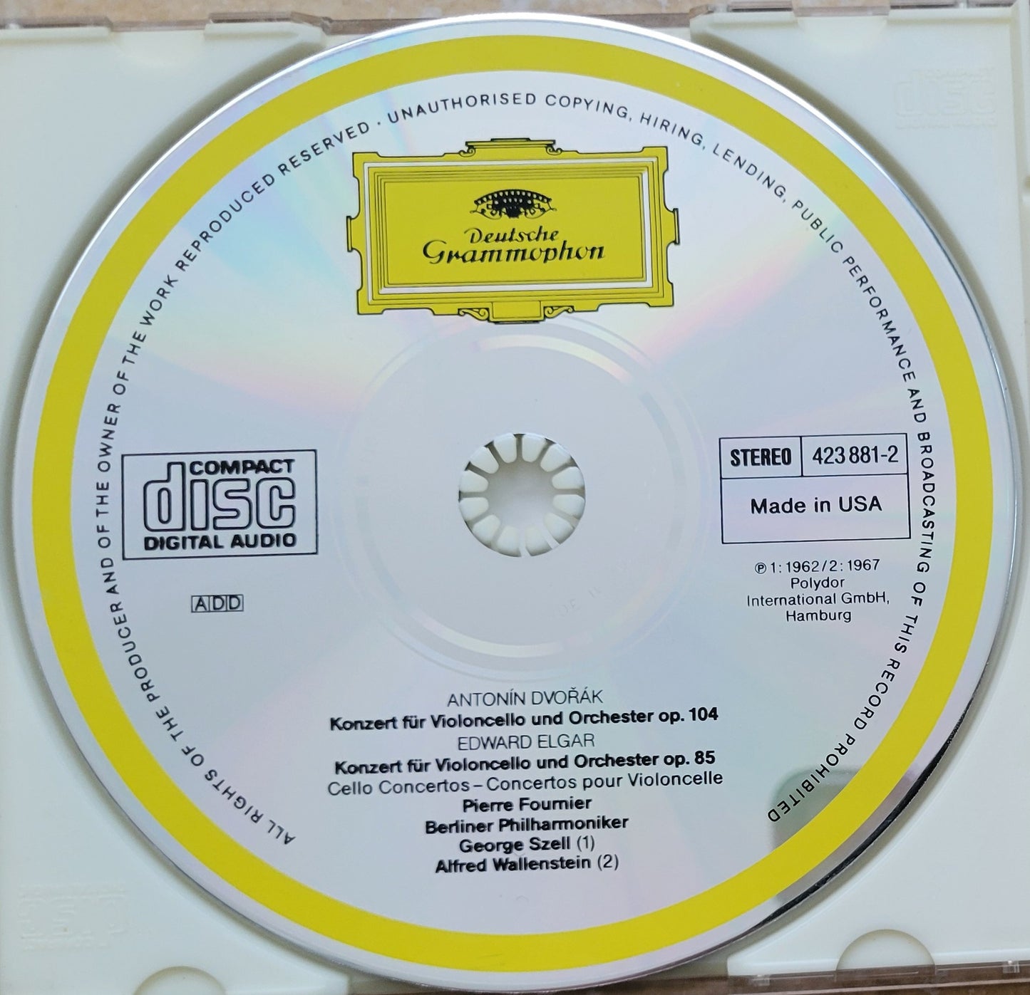 Music CD - Dvorak & Elgar: Cello Concertos, Pierre Fournier, George Szell, 1967