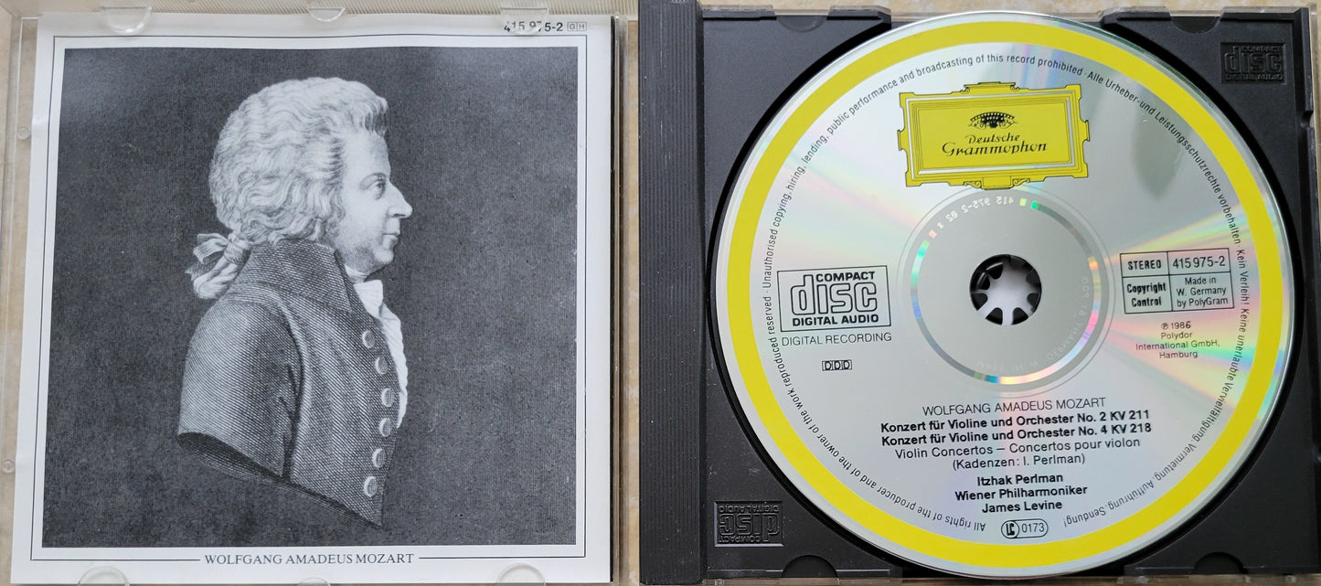 Music CD - Mozart: Violin Concertos Nos. 2 & 4, Itzhak Perlman, 1986
