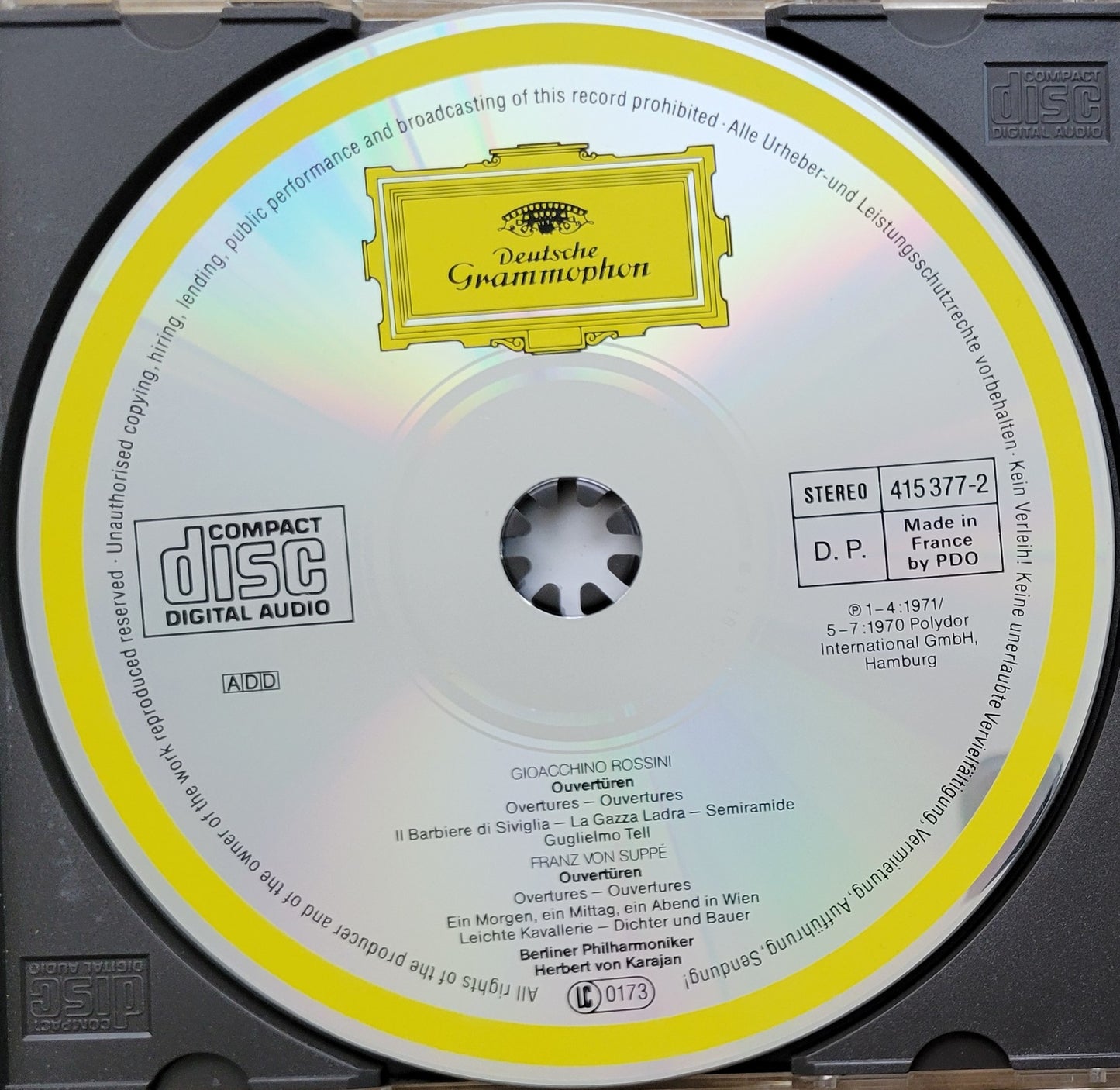 Music CD - Rossini & Suppe: Overtures, Herbert von Karajan, 1971