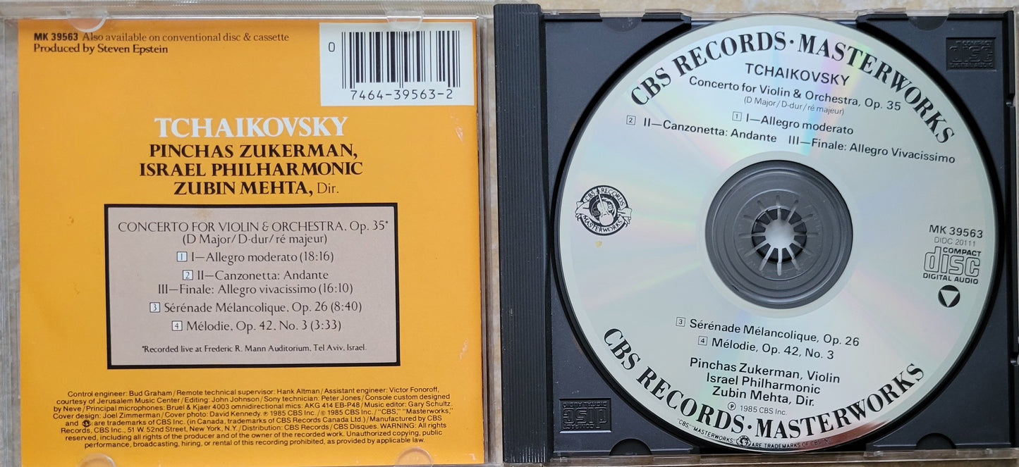 Music CD - Tchaikovsky: Violin Concerto, Pinchas Zukerman, 1985