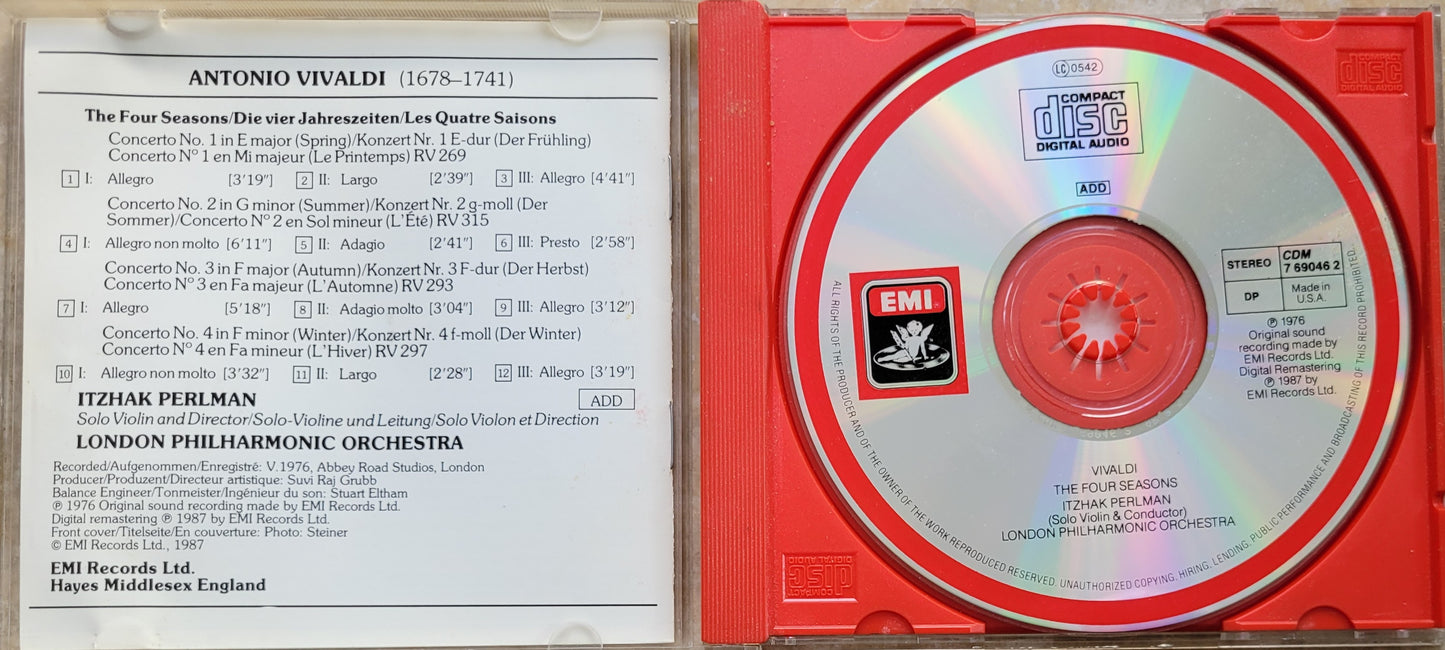 Music CD - Vivaldi: The Four Seasons, Itzhak Perlman, 1987