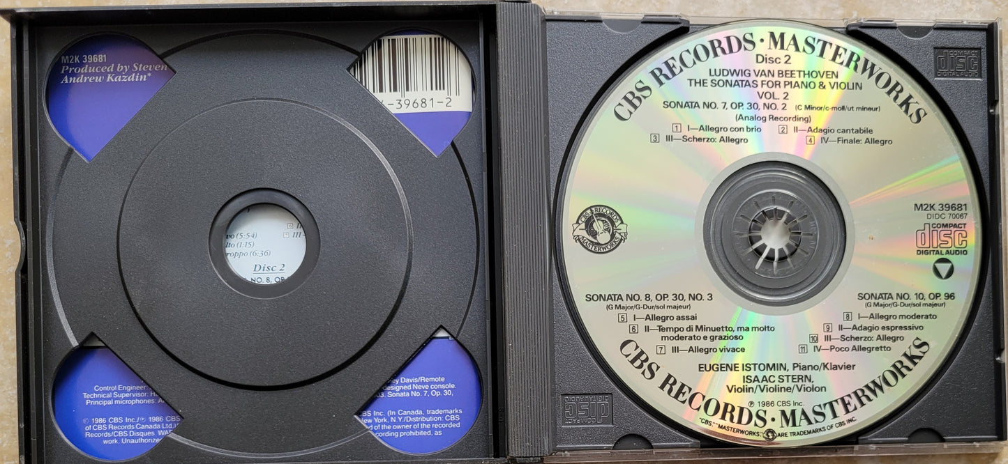 Music CD - Beethoven: Sonatas for Piano & Violin, 2 CDs, 1986