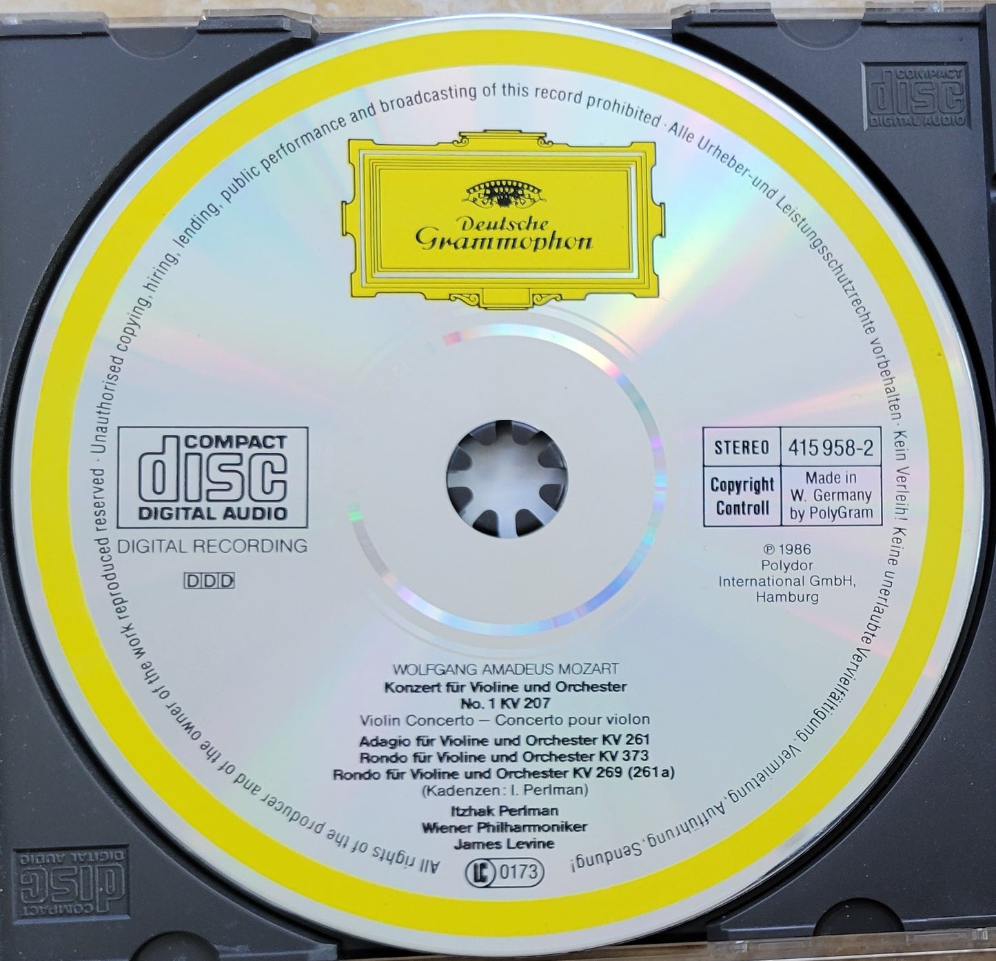 Music CD - Mozart: Violin Concerto No. 1, Itzhak Perlman, 1986