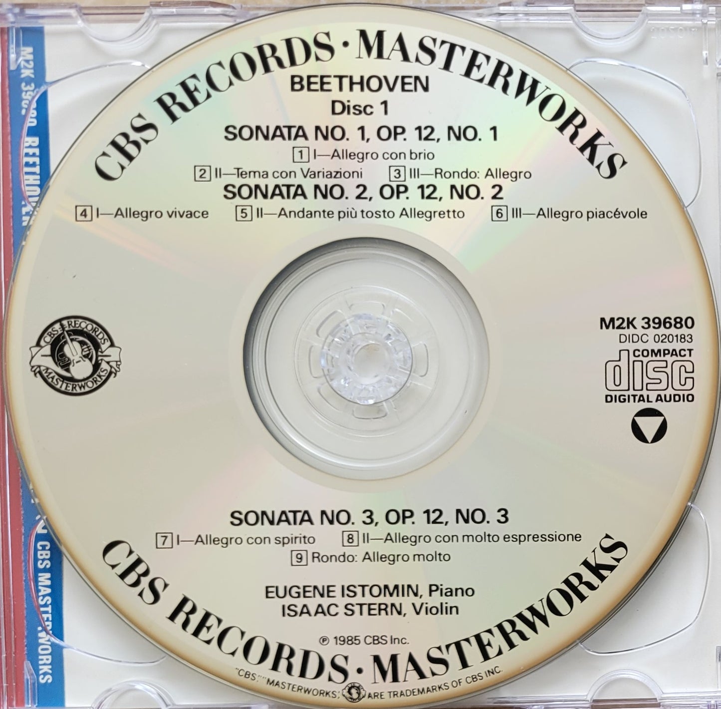Music CD - Beethoven: Piano Sonatas Nos. 1,2,3, Isaac Stern, 2 CDs, 1985