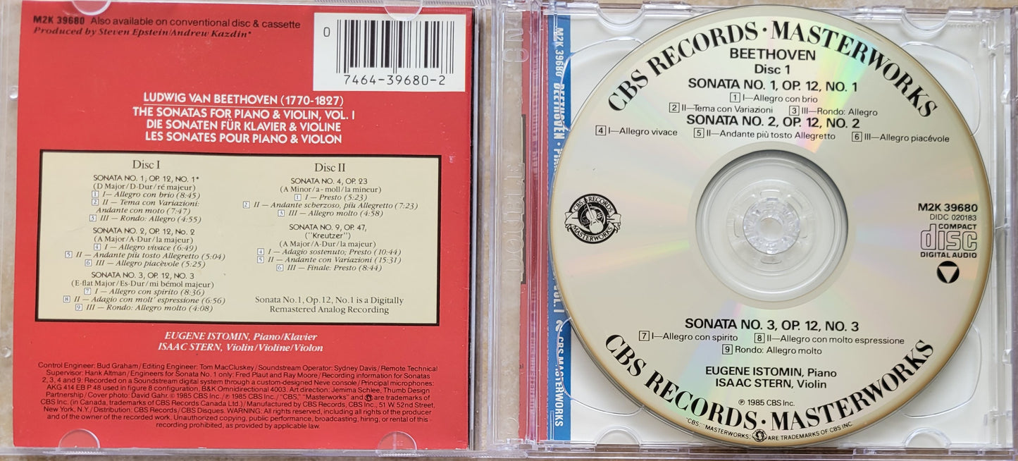 Music CD - Beethoven: Piano Sonatas Nos. 1,2,3, Isaac Stern, 2 CDs, 1985