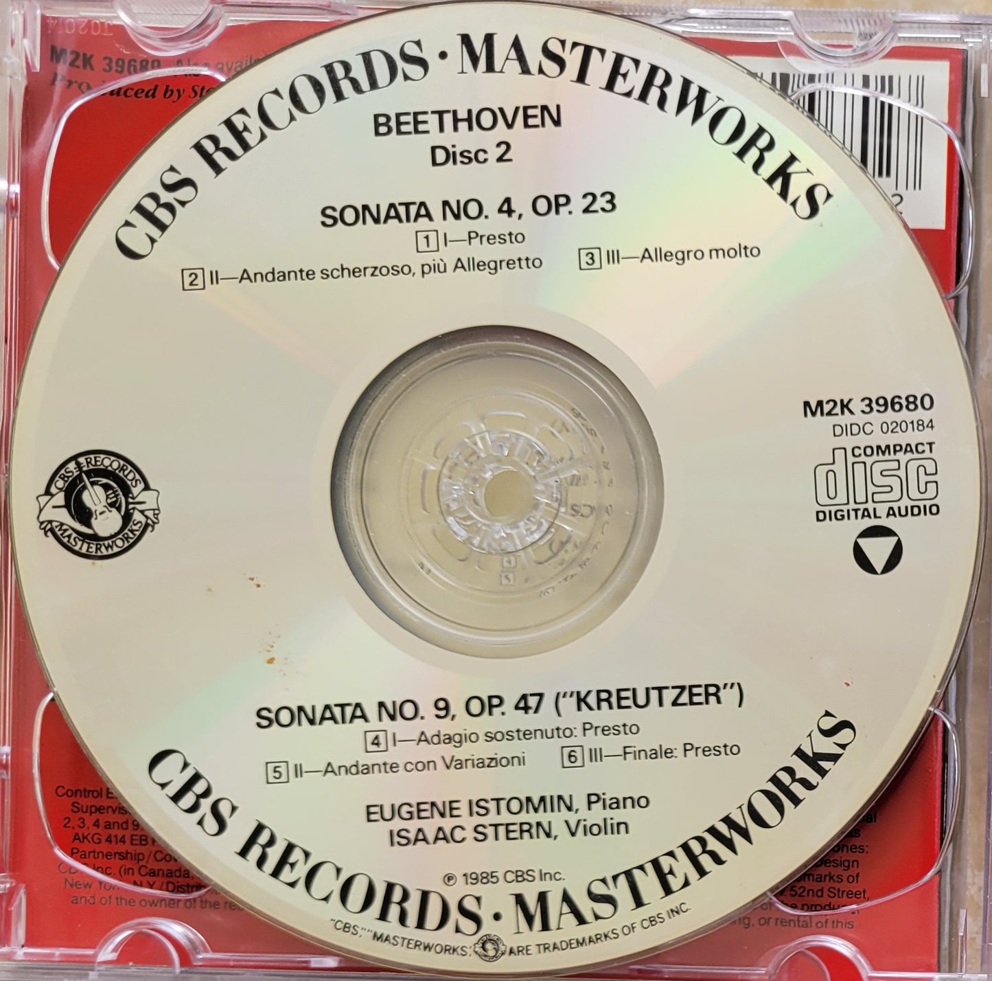 Music CD - Beethoven: Piano Sonatas Nos. 1,2,3, Isaac Stern, 2 CDs, 1985