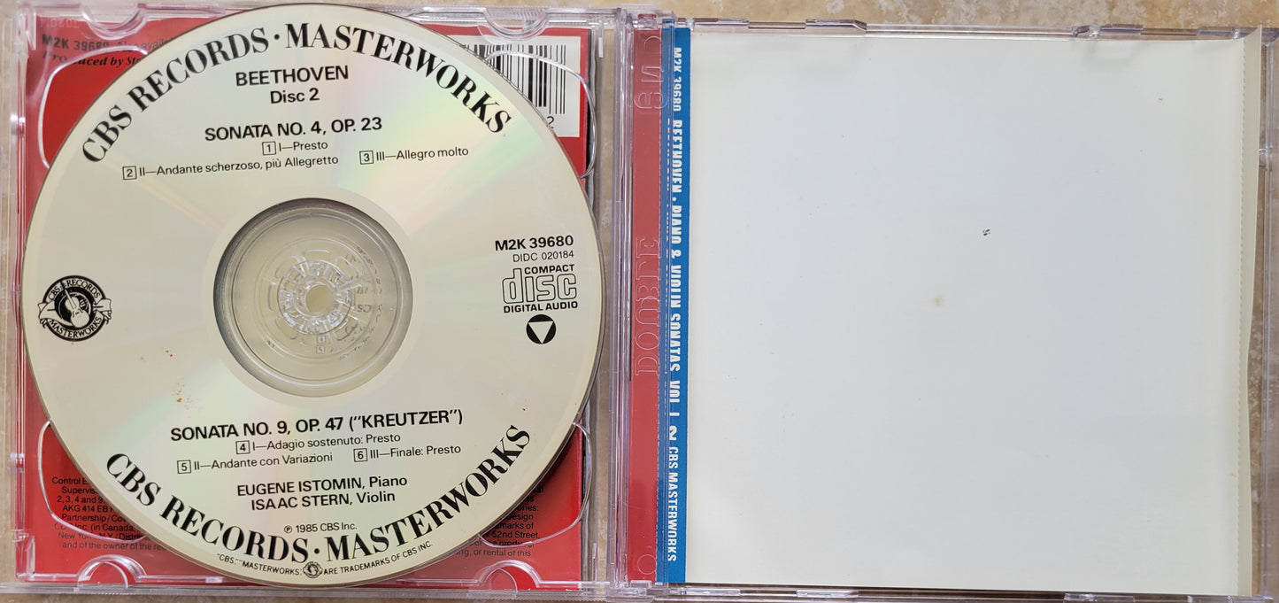 Music CD - Beethoven: Piano Sonatas Nos. 1,2,3, Isaac Stern, 2 CDs, 1985