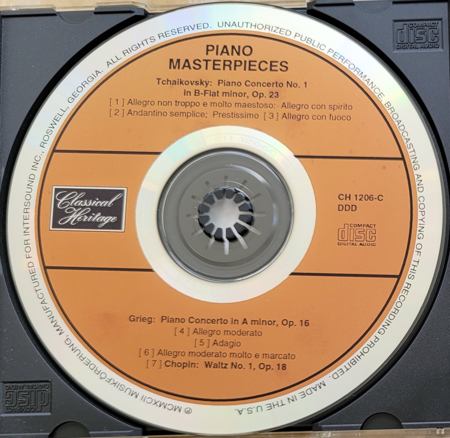 Music CD - Piano Masterpieces: Tchaikovsky, Grieg, Chopin