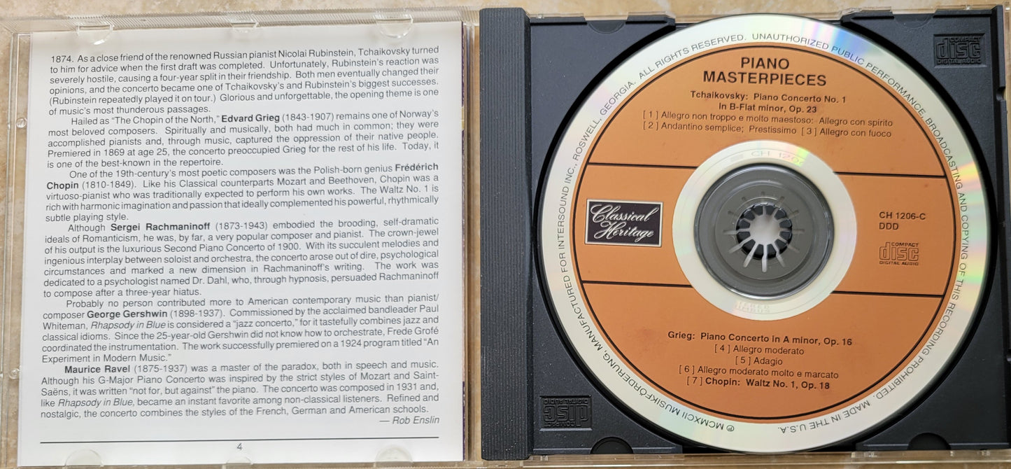Music CD - Piano Masterpieces: Tchaikovsky, Grieg, Chopin