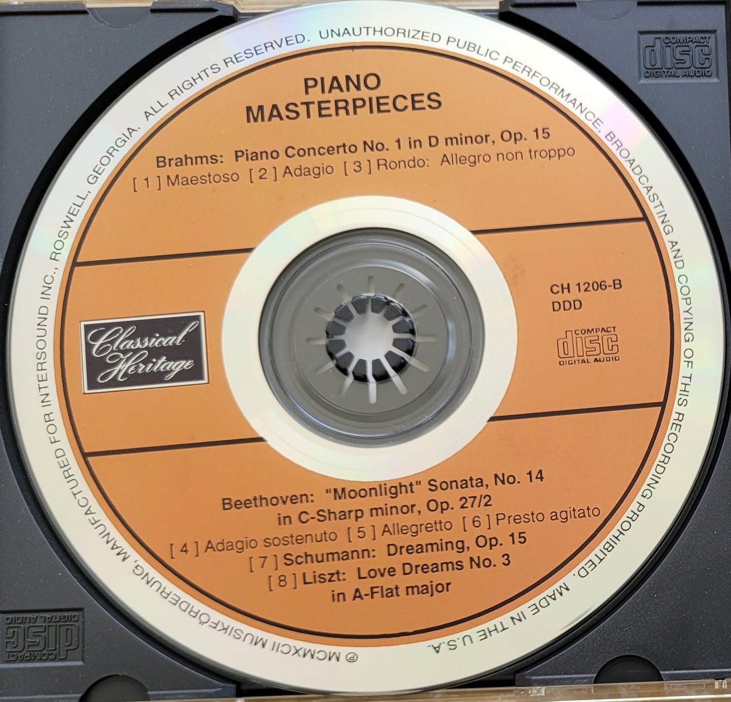 Music CD - Piano Masterpieces: Brahms, Beethoven, Schumann, Liszt