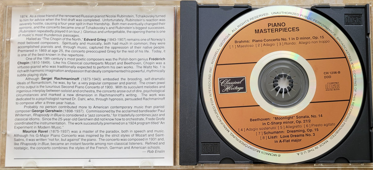 Music CD - Piano Masterpieces: Brahms, Beethoven, Schumann, Liszt