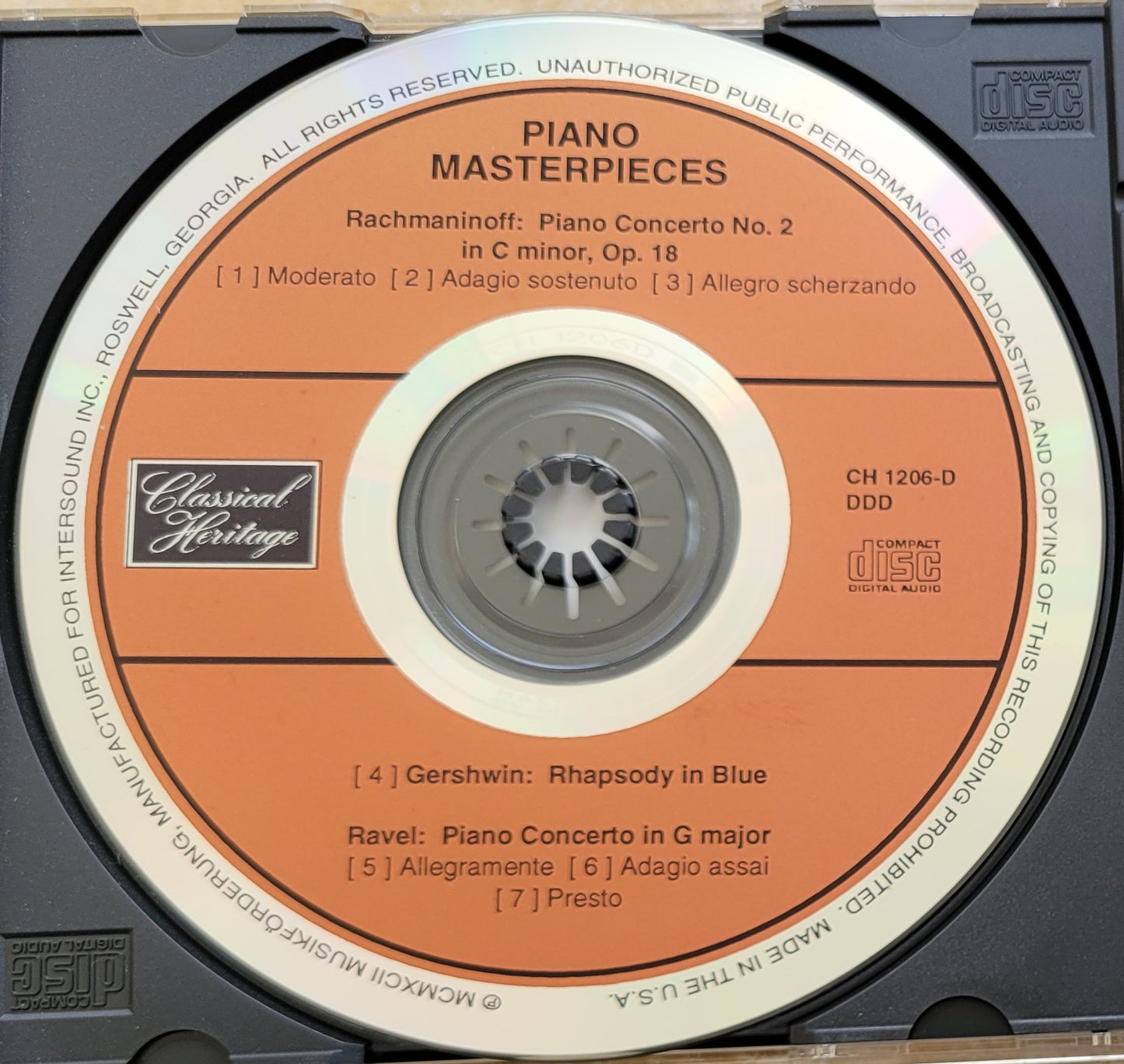 Music CD - Piano Masterpieces: Rachmaninoff, Gershwin, Ravel