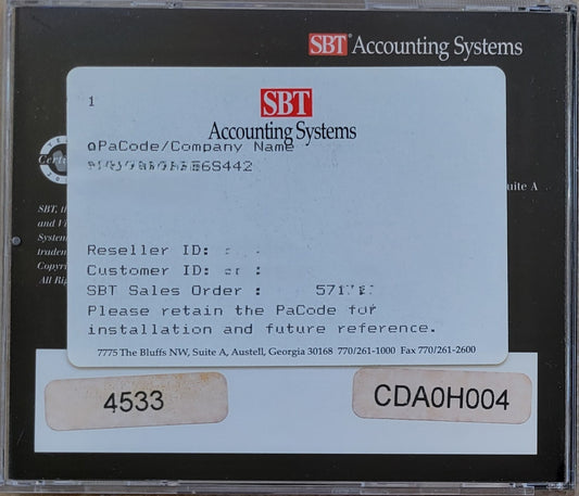 1. SBT Pro Series 5.0i, Build 709, Accounting Software CD, 2000