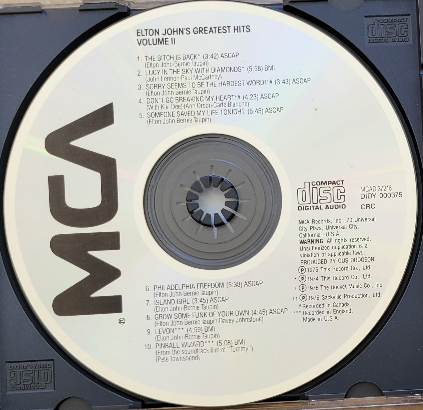 Music CD - Elton John: Greatest Hits Volume II, MCA, 1977