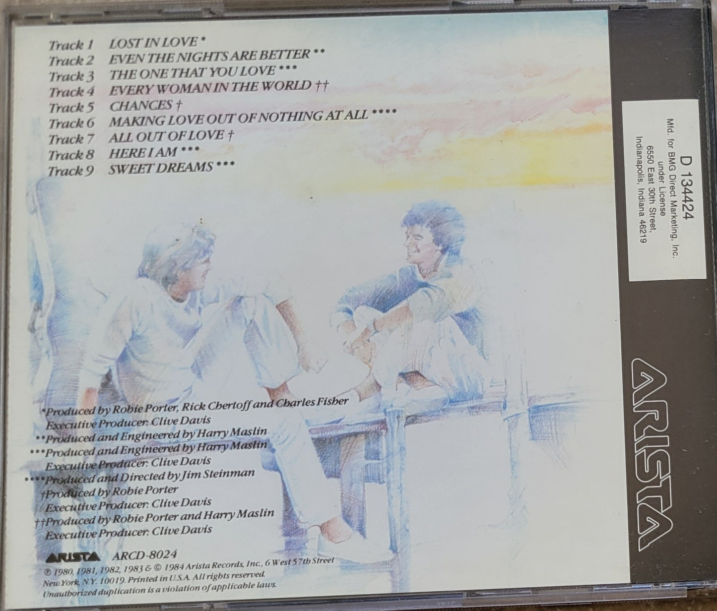 Music CD - Air Supply Greatest Hits, Arista, 1984