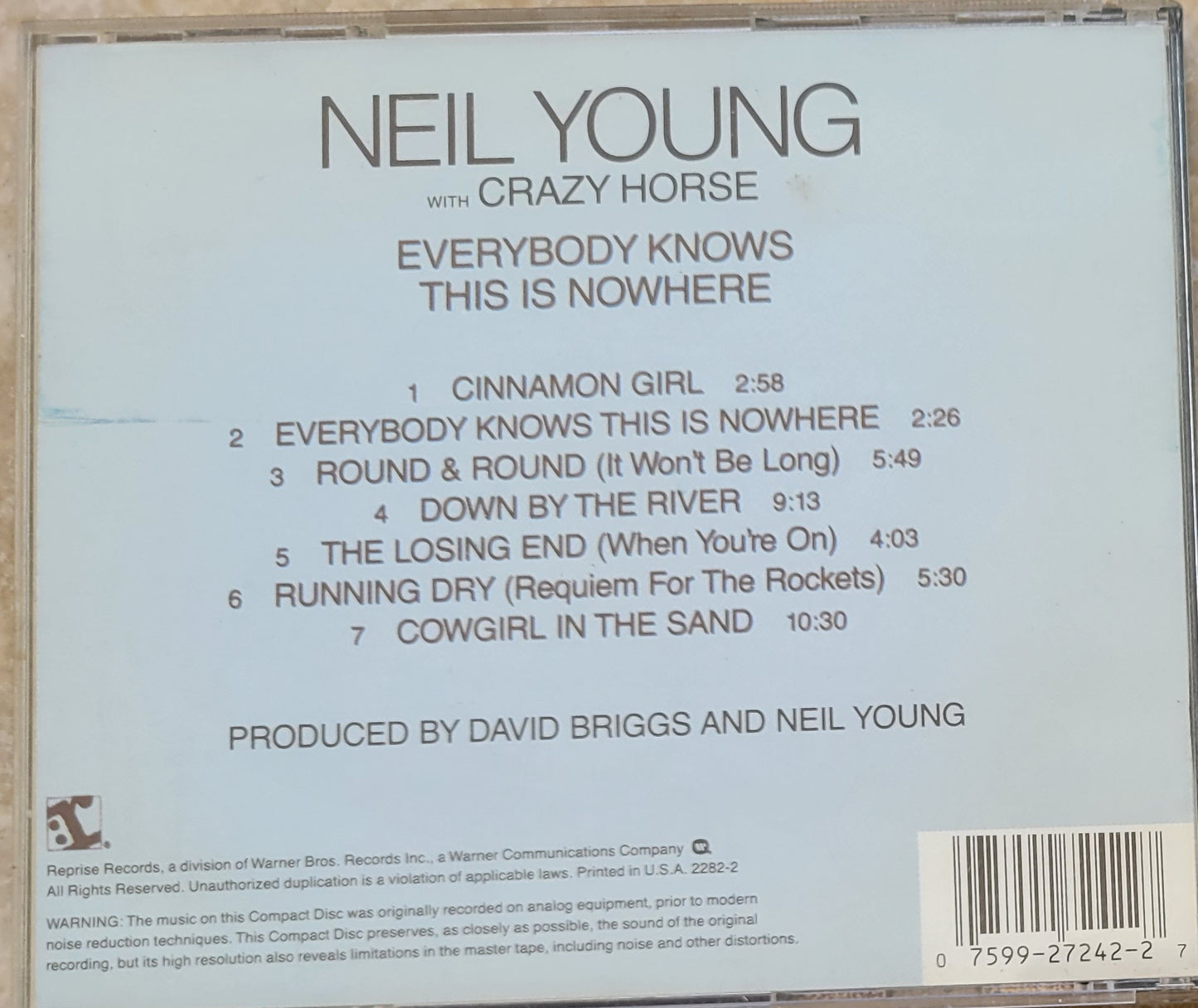 Music CD - Neil Young: Crazy Horse, Everybody Knows This Is Nowhere, 1984