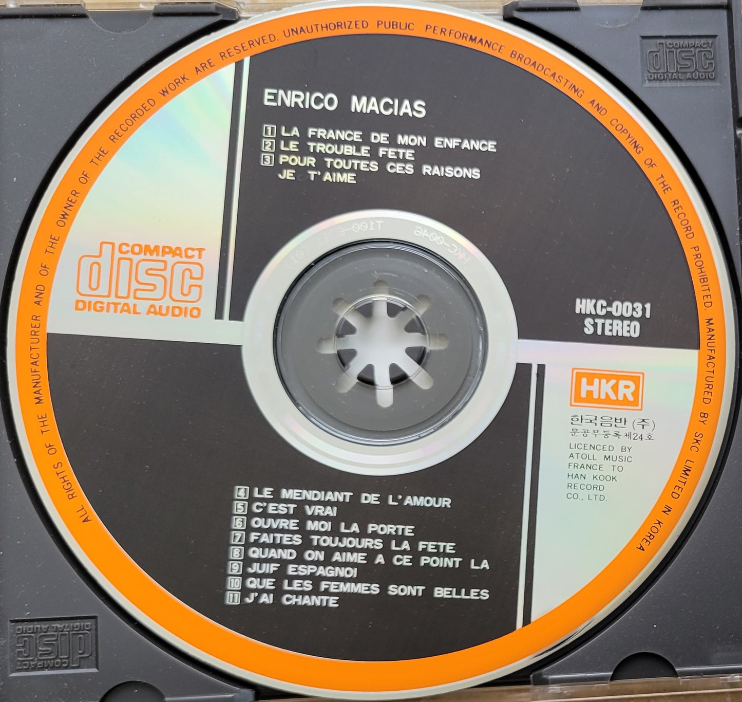 Music CD - Enrico Macias: La Franee De Mon Enfanee, Korean Included