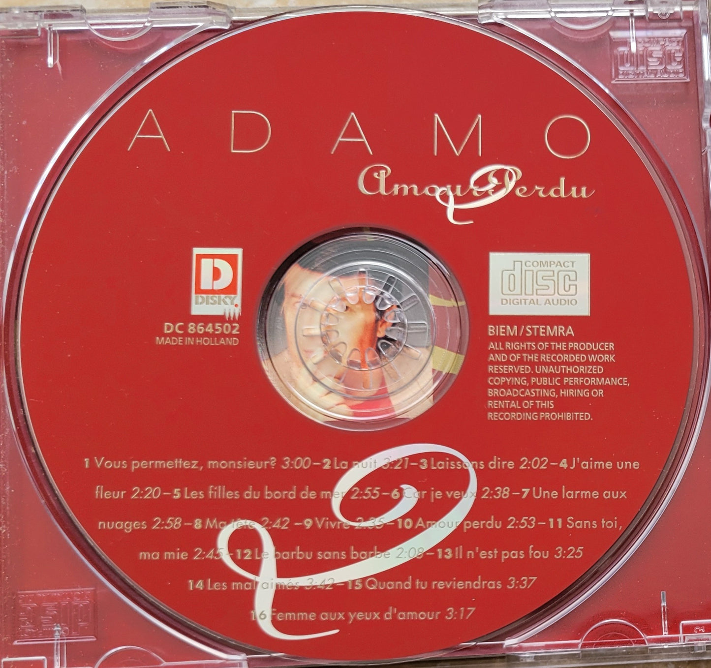 Music CD - Adamo: Amour Perdu, Sans toi ma mie, 1996