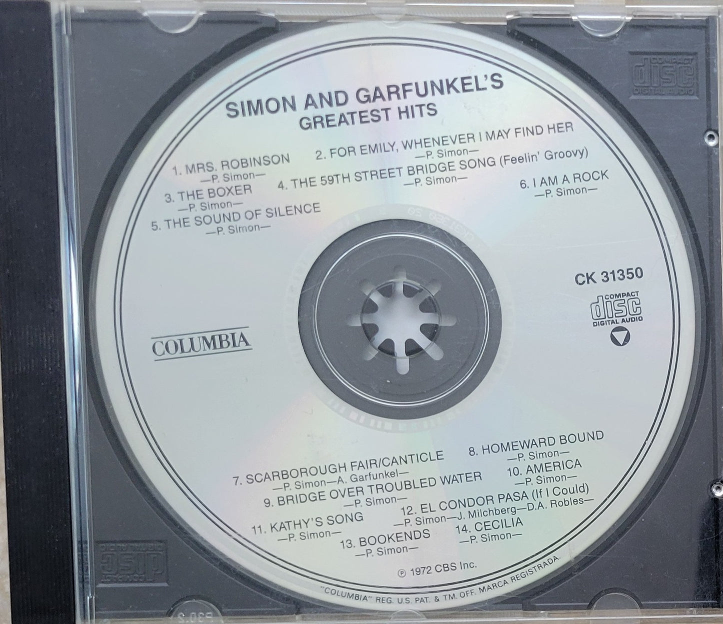 Music CD - Simon and Garfunkel's Greatest Hits, Columbia, CBS, 1972