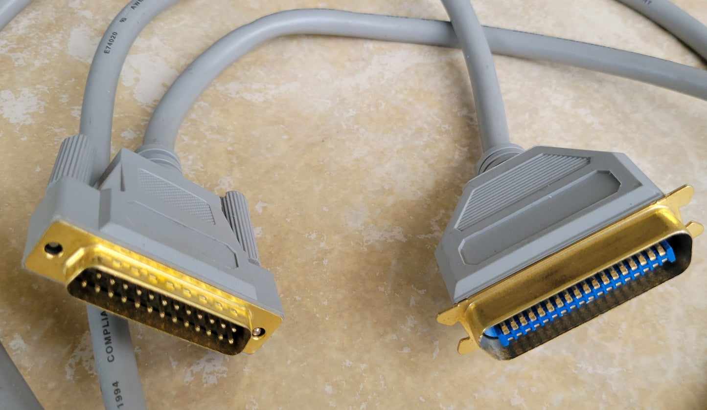 DB-25 Male to Centronics Parallel Printer Cable, IEEE 1284, 6 Feet