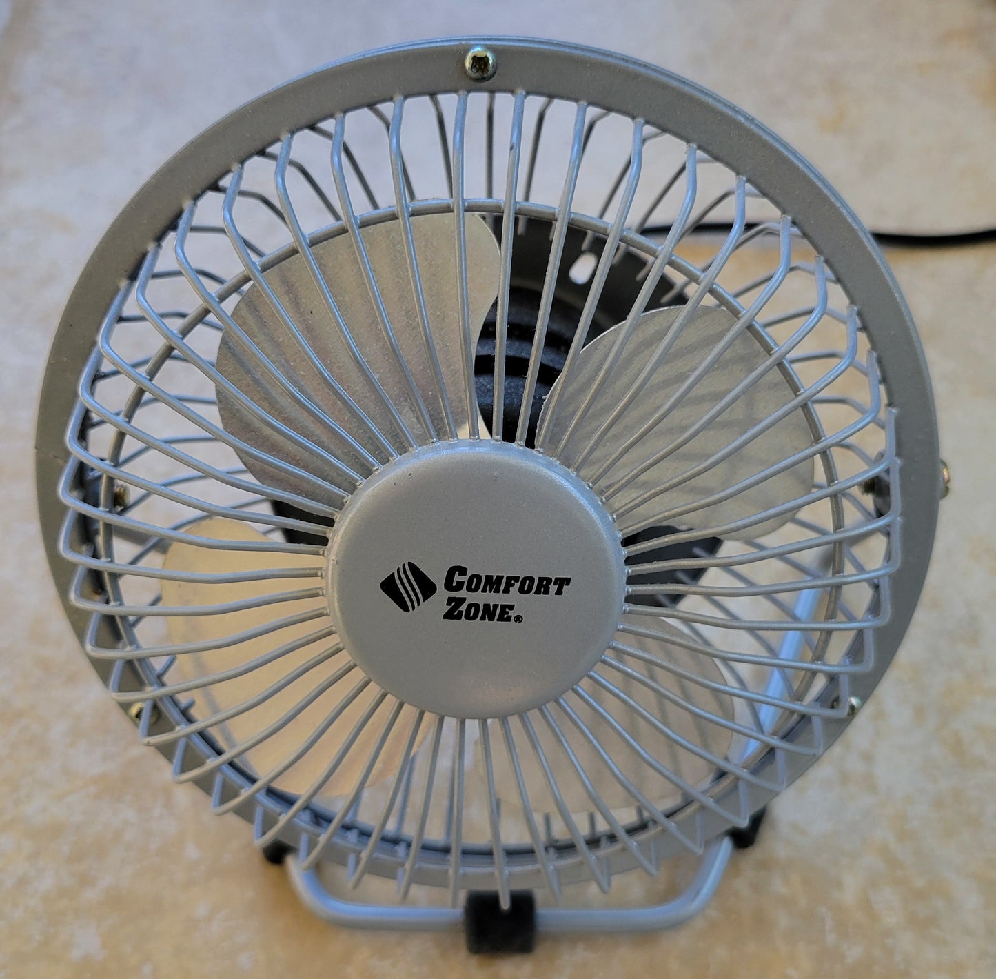 Comfort Zone Mini Desktop Metal Fan, USB Powered, Portable, 360 Tilt