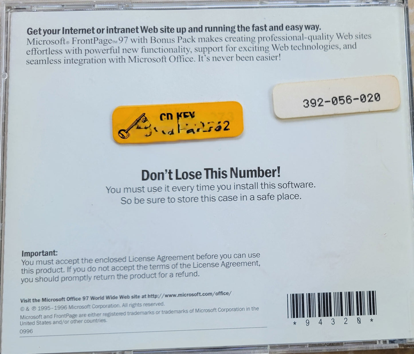 Vintage - Microsoft FrontPage 97 with Bonus Pack, 1996