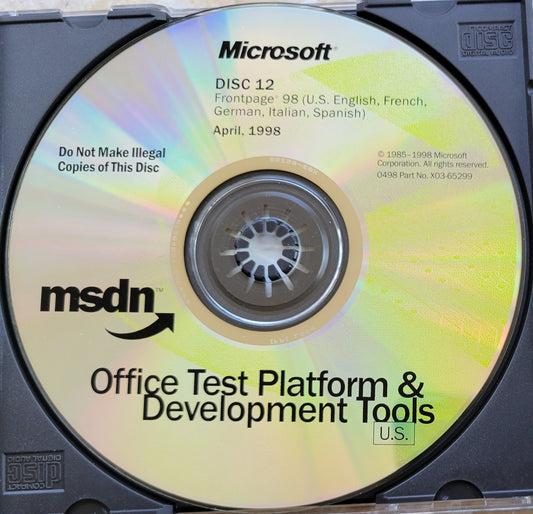 Vintage - Microsoft Frontpage 98, Multi Languages, 1998