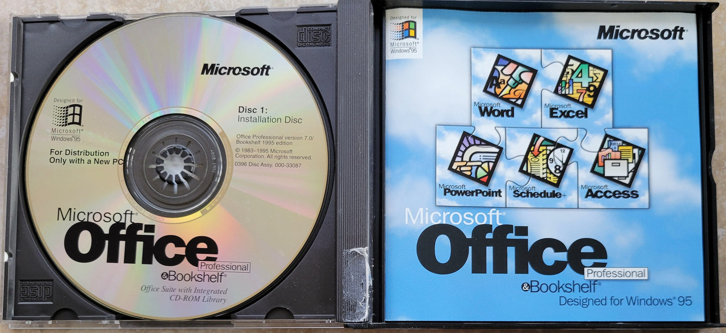 Vintage - Microsoft Office Professional & Bookshelf for Windows 95, 2 CDs, 1995