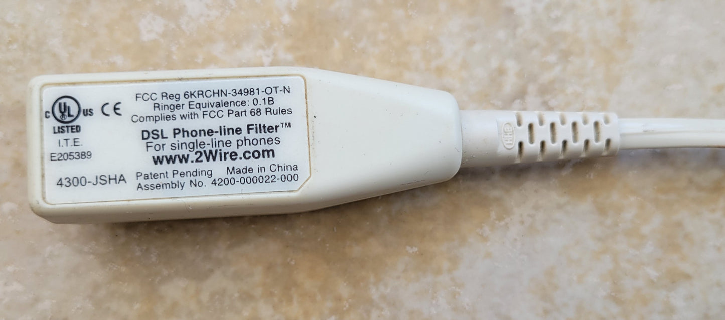DSL Phone-line Filter, RJ-11 Phone Jack, 2Wire