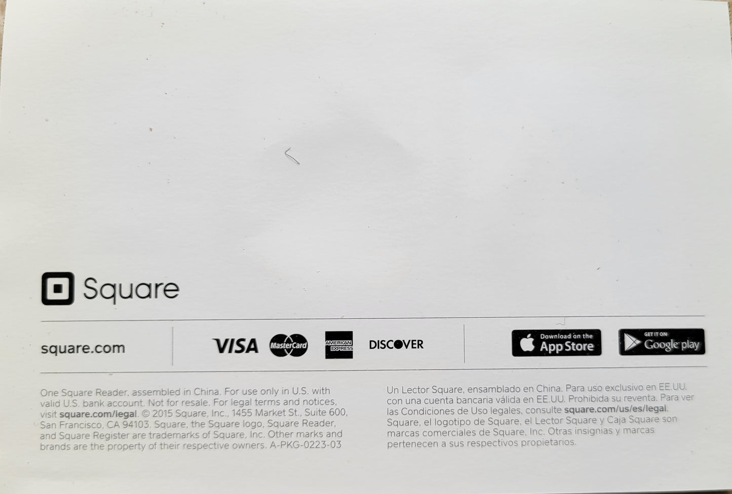 Square Portable Card Reader, Open Box