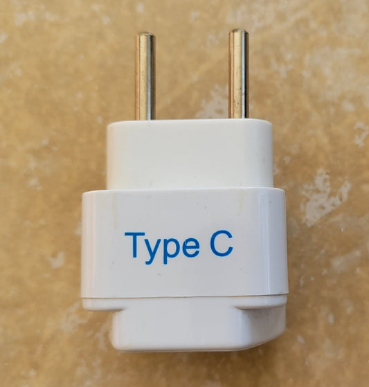 Universal to Type C European Travel Plug Adapter - White - Grounded