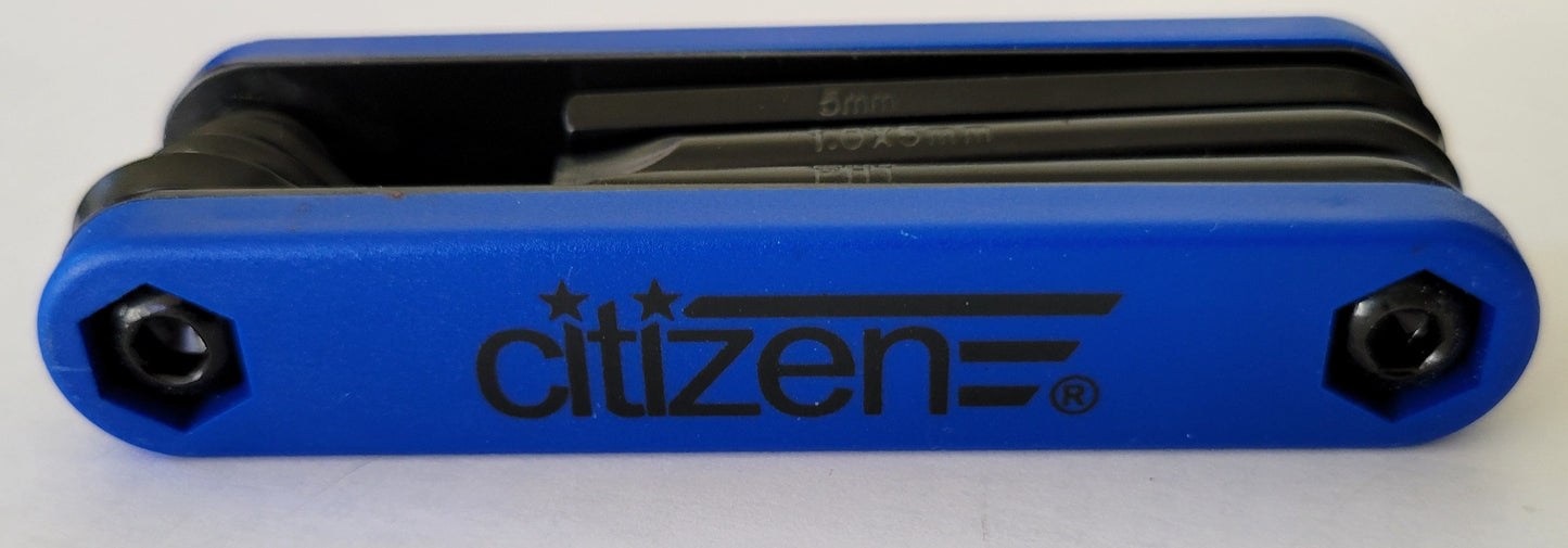 Citizen Bike Folding Multi-Tool, 7-in-1 Hex Key &amp; Screwdriver Set, Blue/Black