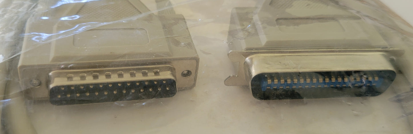 Parallel Printer Cable DB25 Male to Centronics 36-Pin Male, Gray, IEEE 1284
