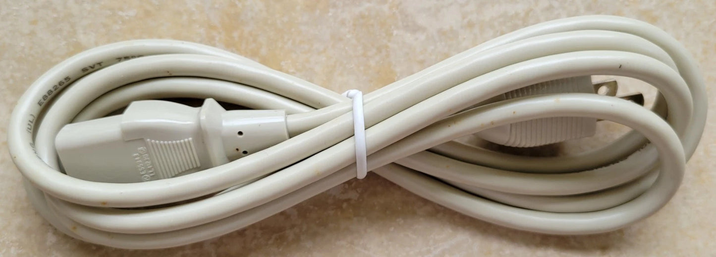 Computer Monitor Power Cord, 6 Feet, White