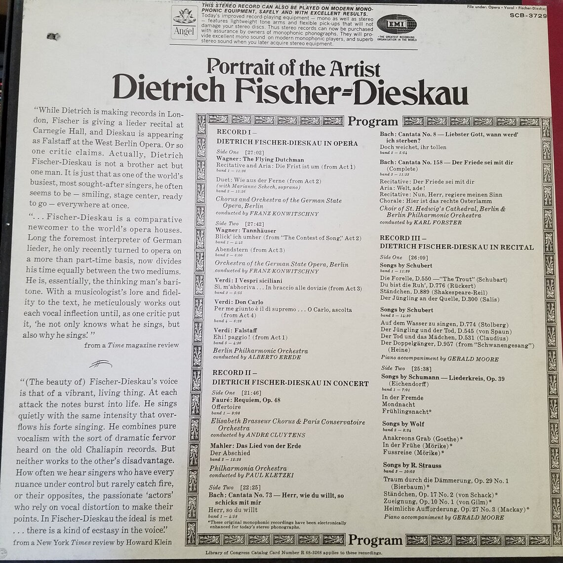 LP Record - Dietrich Fischer-Dieskau (1925 – 2012) Baritone