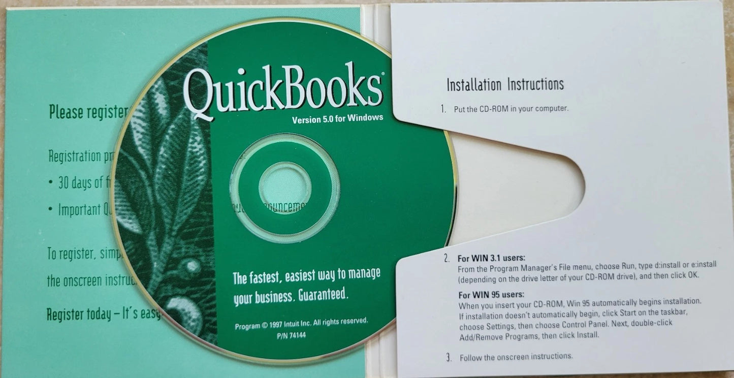 Vintage CD - QuickBooks for Windows, Version 5.0